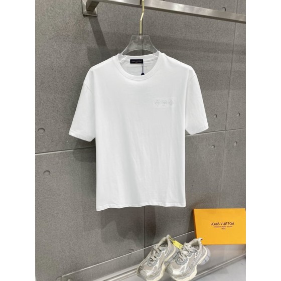 Louis Vuitton pure cotton latest fabric (highest version) with logo pattern, fashionable and simple trendy short-sleeved shirt